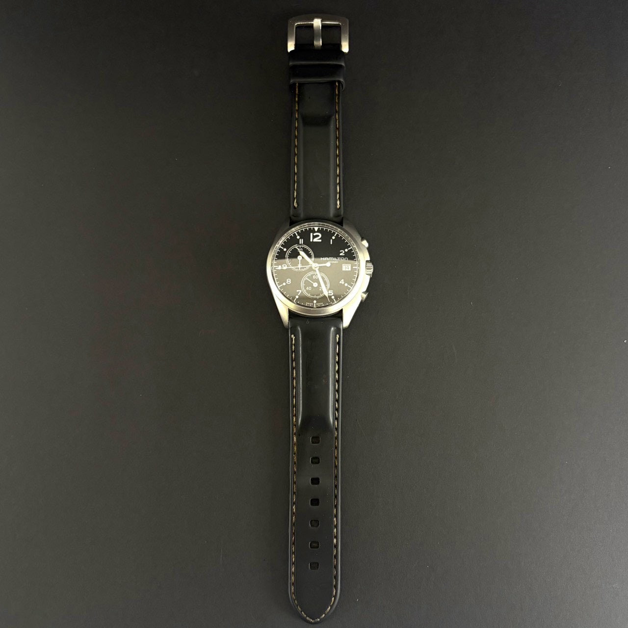 HAMILTON Khaki Aviation Pilot Pioneer Chronograph H765520 Quartz Black Dial Swiss Watch